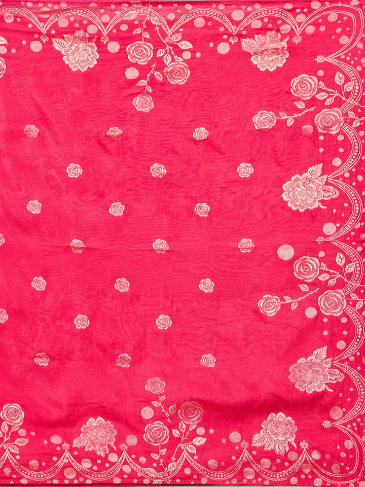 Rani Pink Cording Chanderi Readymade Salwar Suit