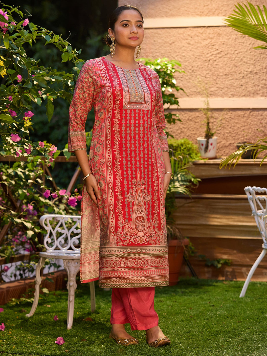 Gajari Pink Cutdana Chanderi Readymade Salwar Suit
