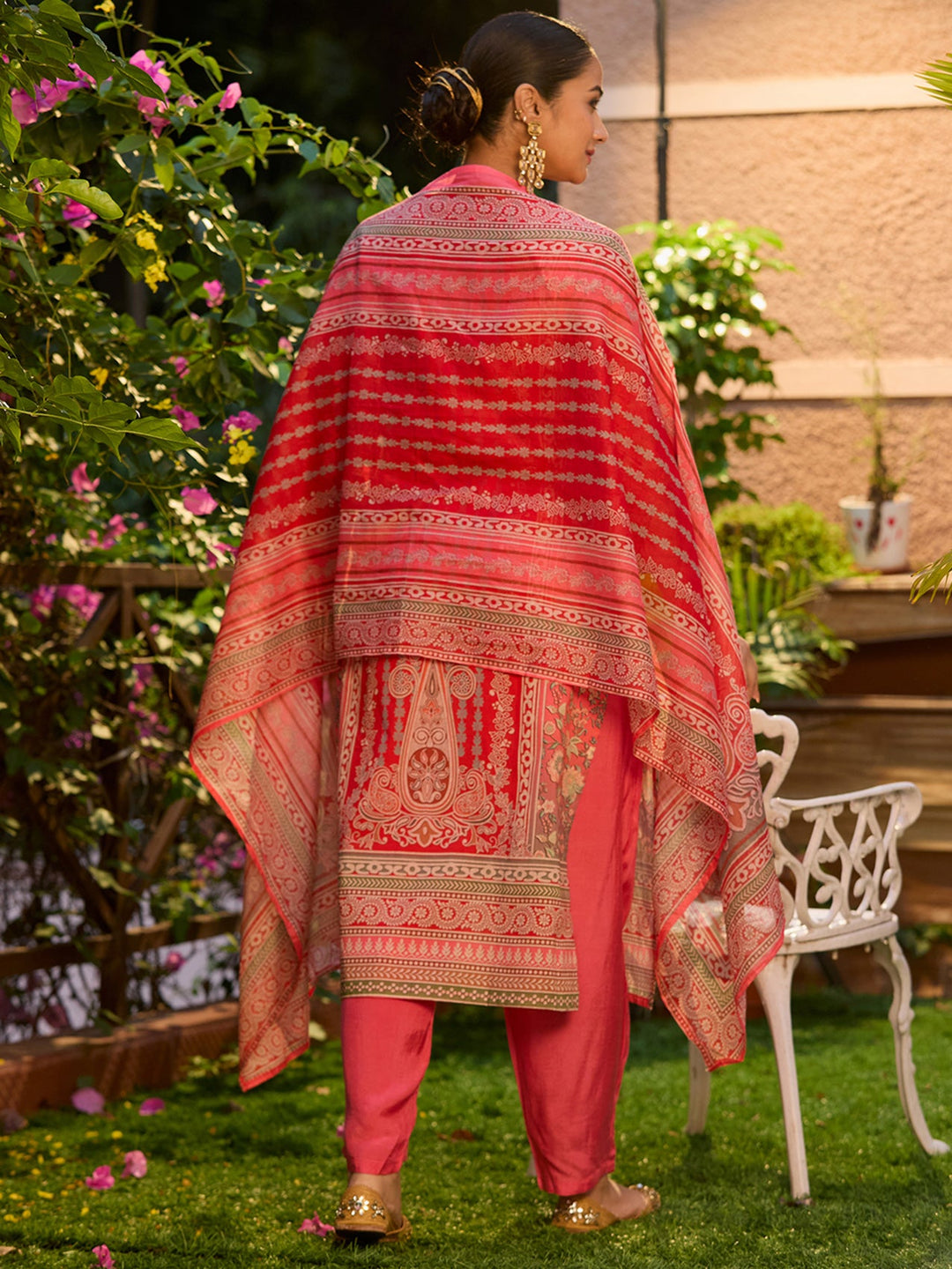 Gajari Pink Cutdana Chanderi Readymade Salwar Suit