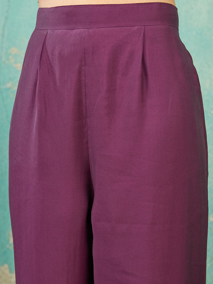 Purple Zariwork Soft Raw Silk Readymade Salwar Suit