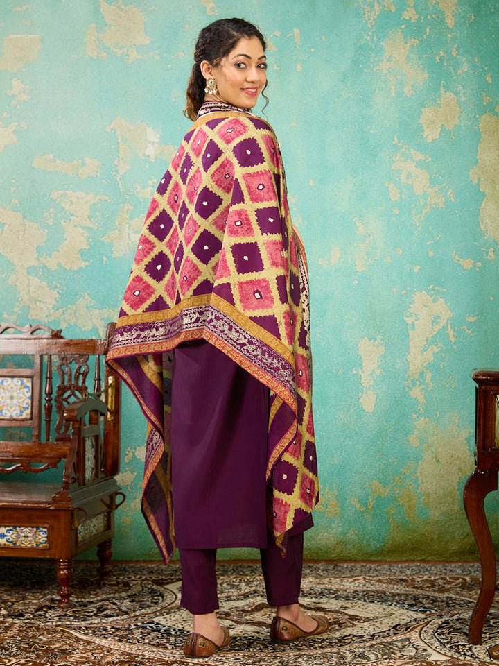 Purple Zariwork Soft Raw Silk Readymade Salwar Suit