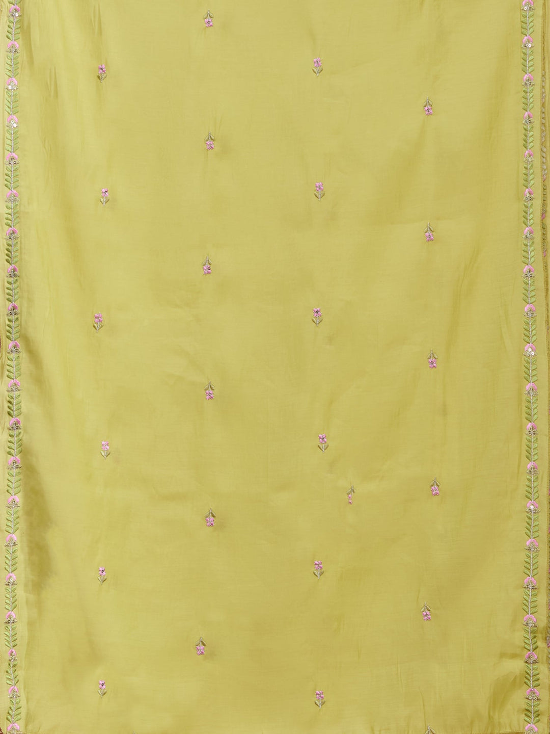 Pista Green Threadwork Chanderi Readymade Salwar Suit