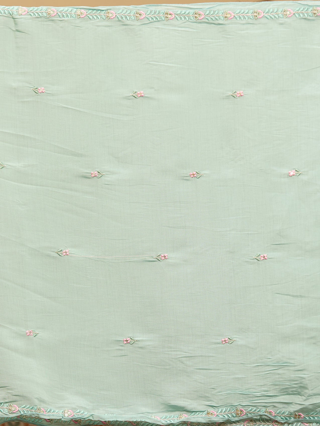 Sky Blue Threadwork Chanderi Readymade Salwar Suit