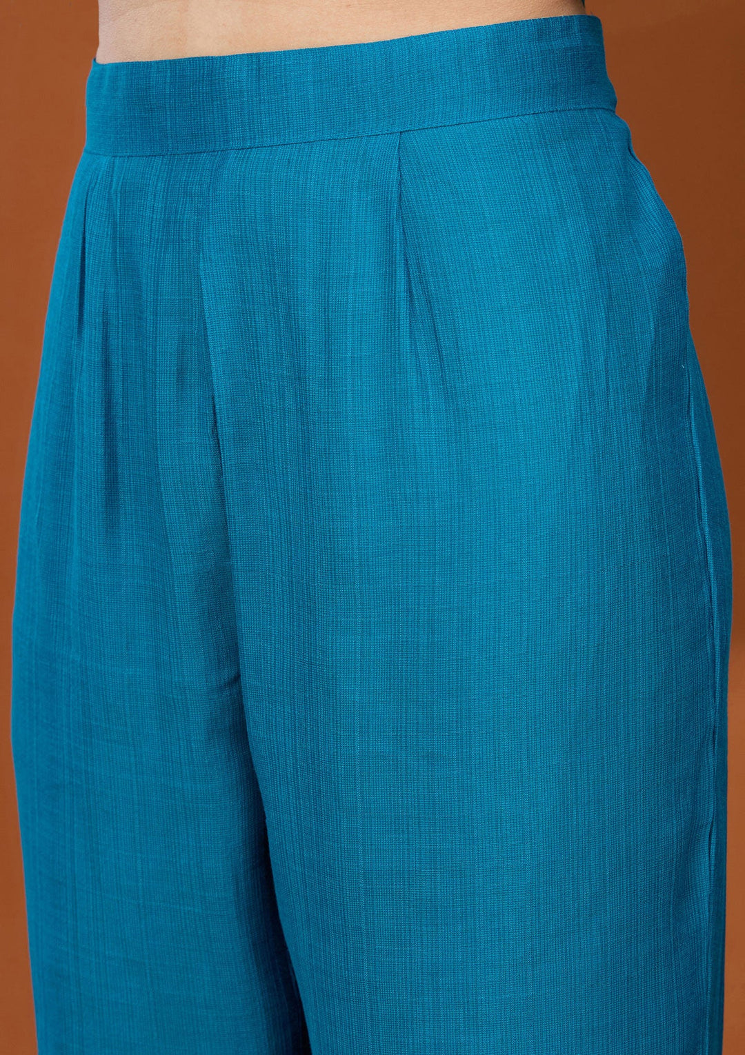 Blue Threadwork Chanderi Readymade Salwar Suit