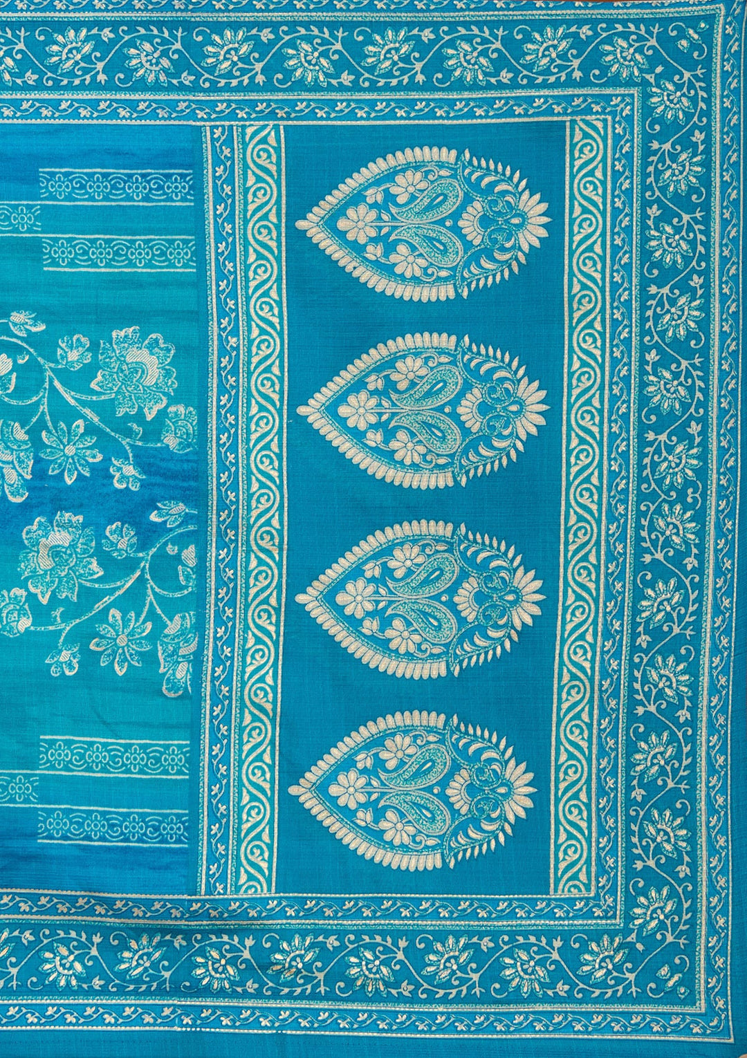 Blue Threadwork Chanderi Readymade Salwar Suit