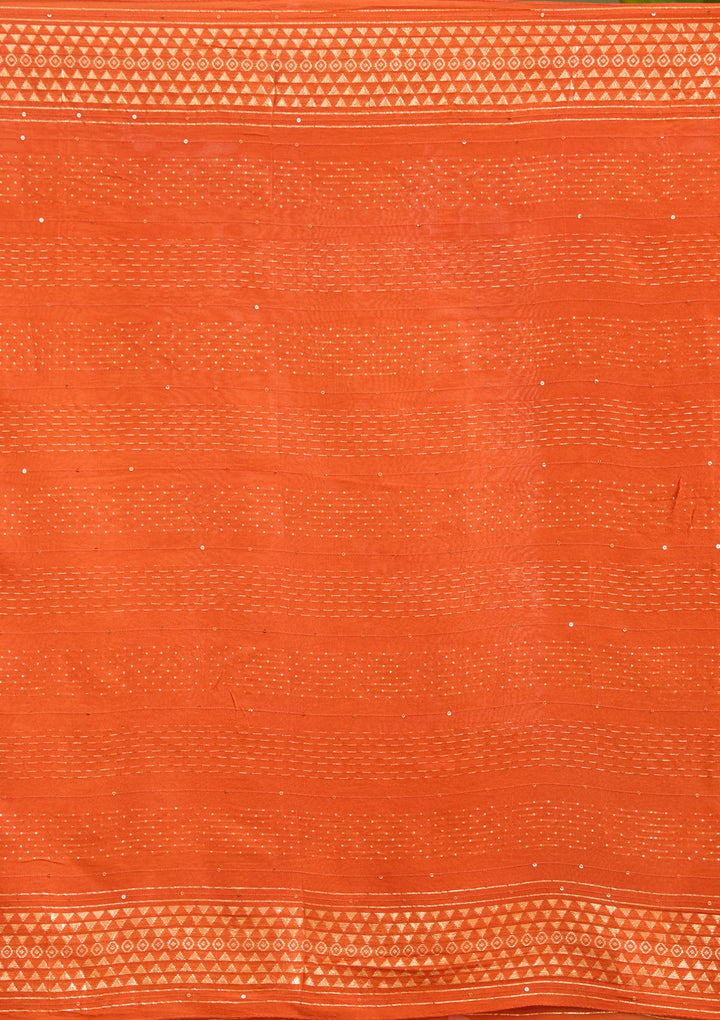 Rust Cutdana Chanderi Readymade Salwar Suit