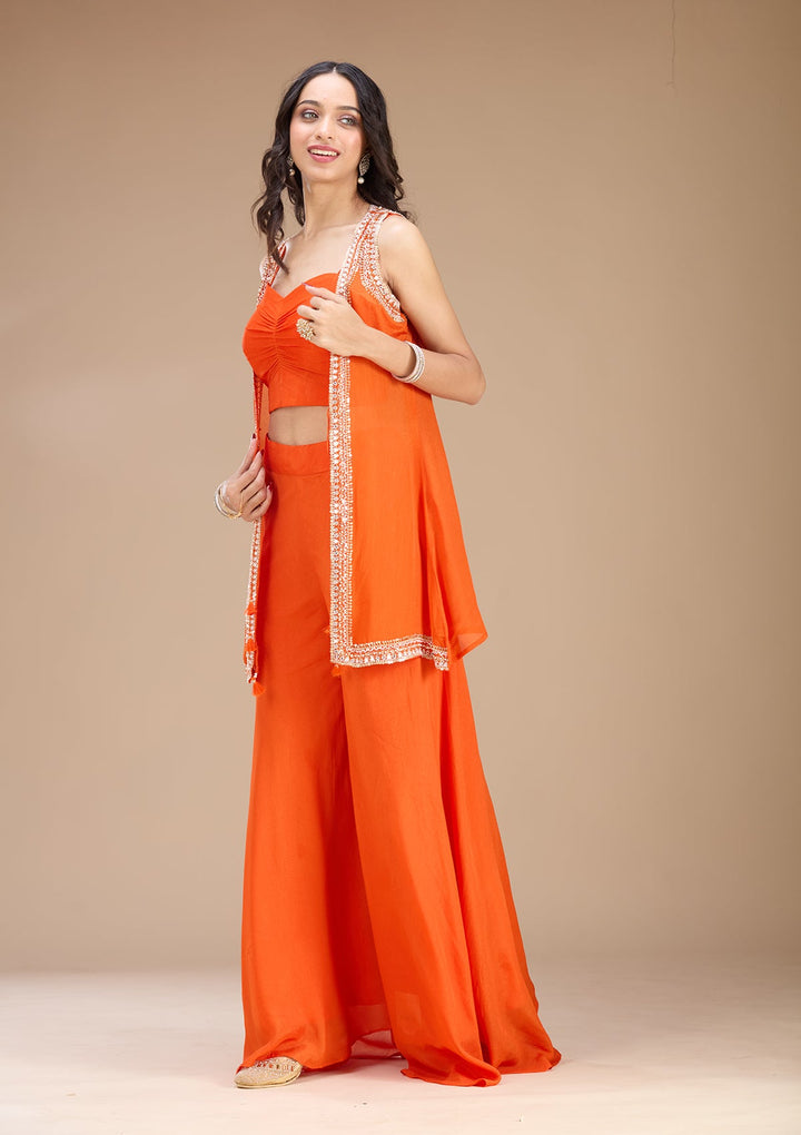 Orange Cutdana Georgette Readymade Salwar Suit