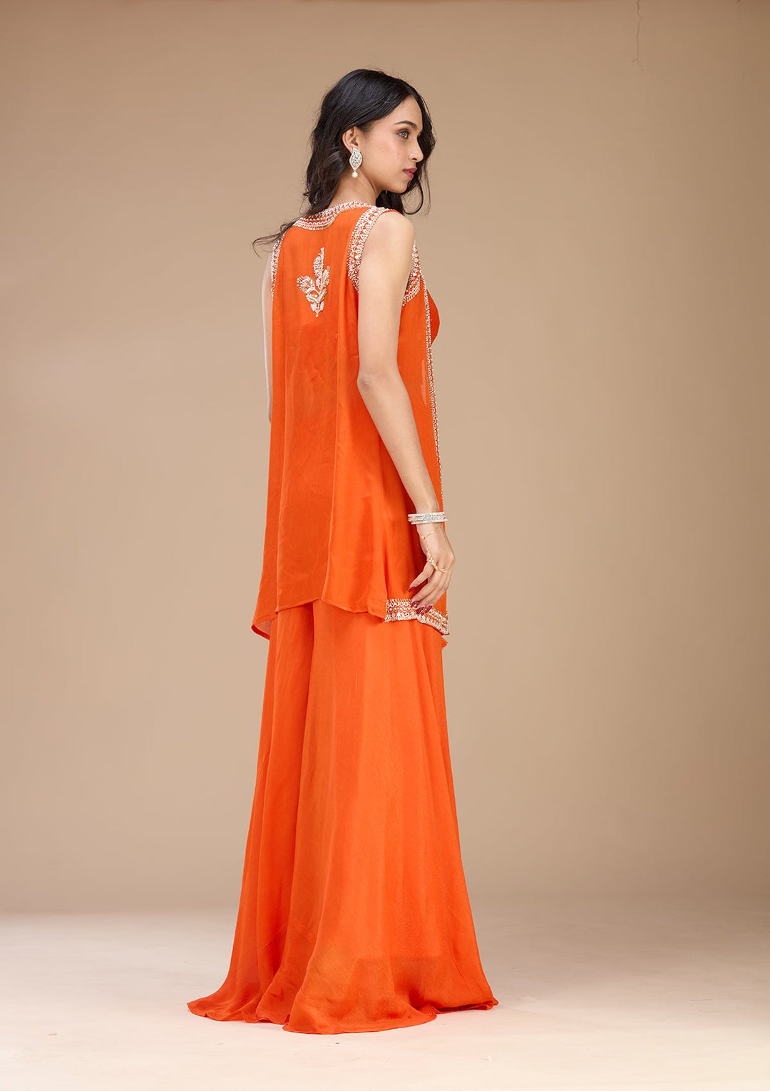 Orange Cutdana Georgette Readymade Salwar Suit