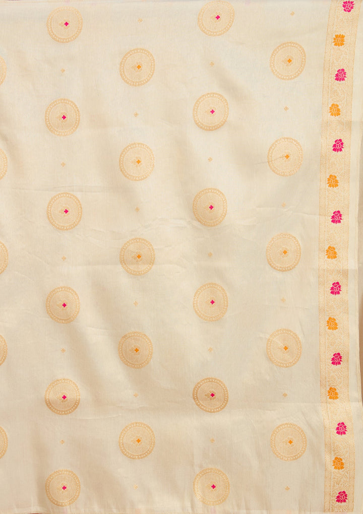 Beige No Work (Plain) Brocade Readymade Salwar Suit