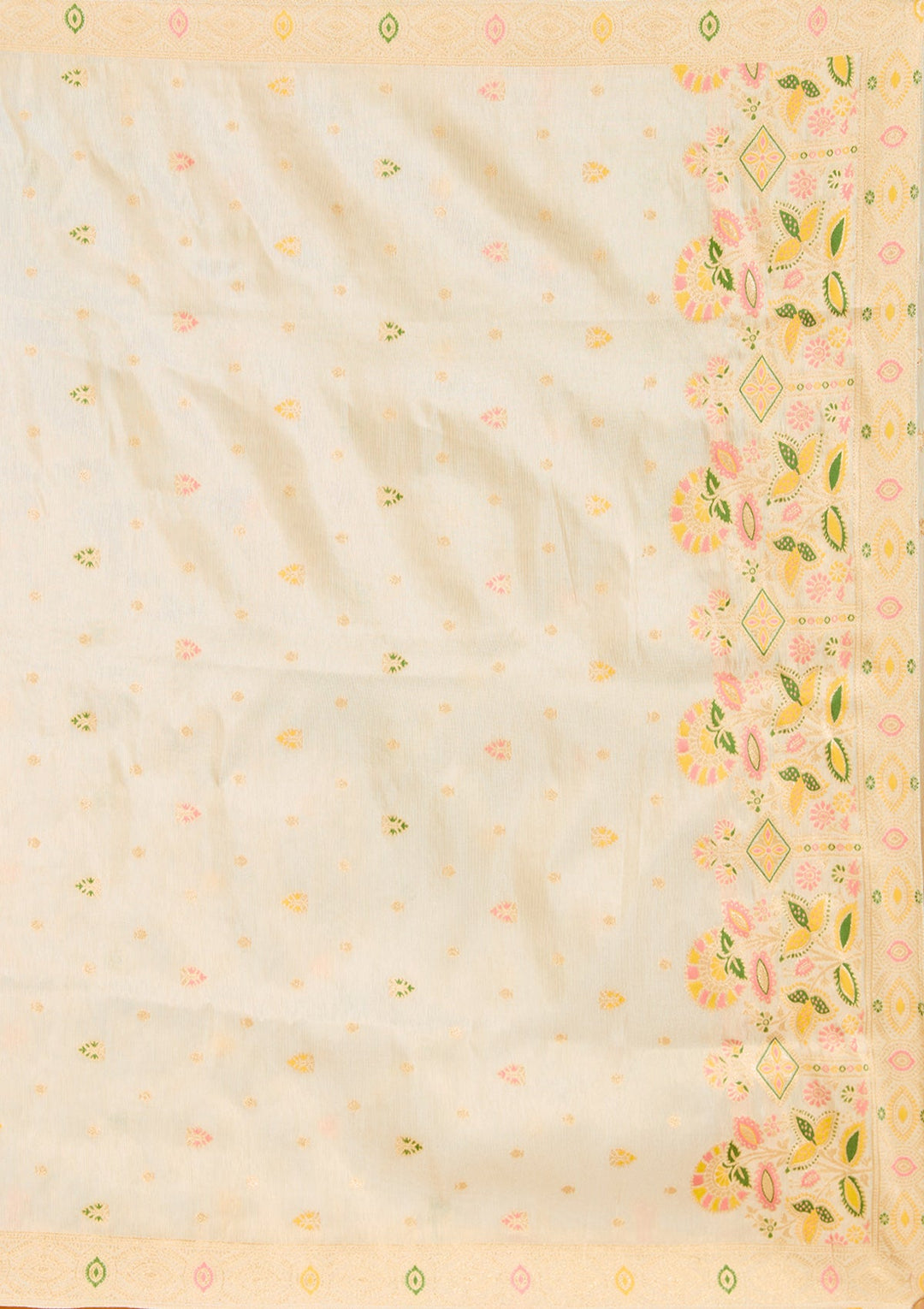 Beige Zariwork Brocade Readymade Salwar Suit