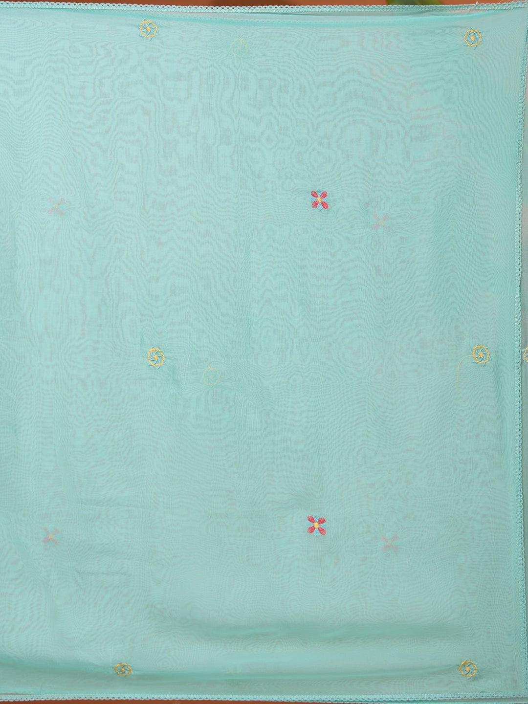 Sea Green Threadwork Chanderi Readymade Salwar Suit