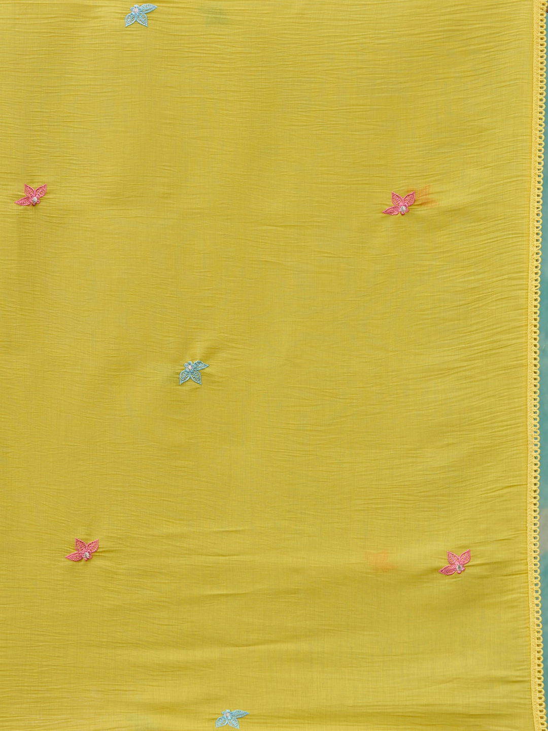 Yellow Threadwork Chanderi Readymade Salwar Suit