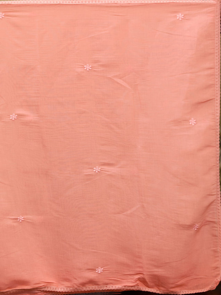 Peach Threadwork Chanderi Readymade Salwar Suit