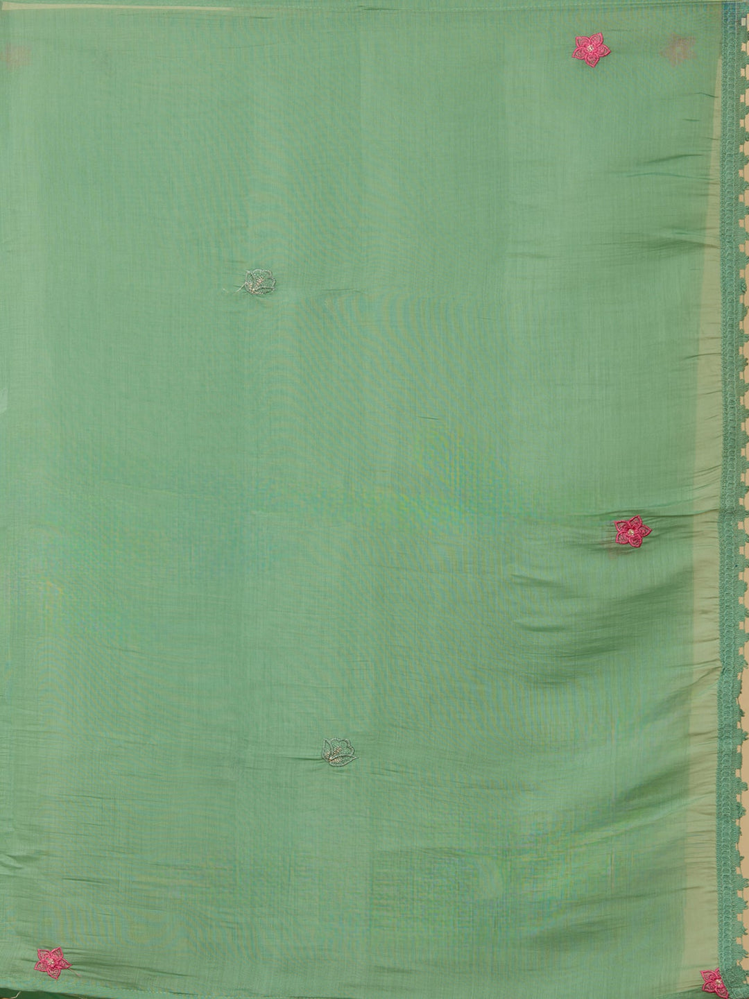 Sea Green Threadwork Chanderi Readymade Salwar Suit