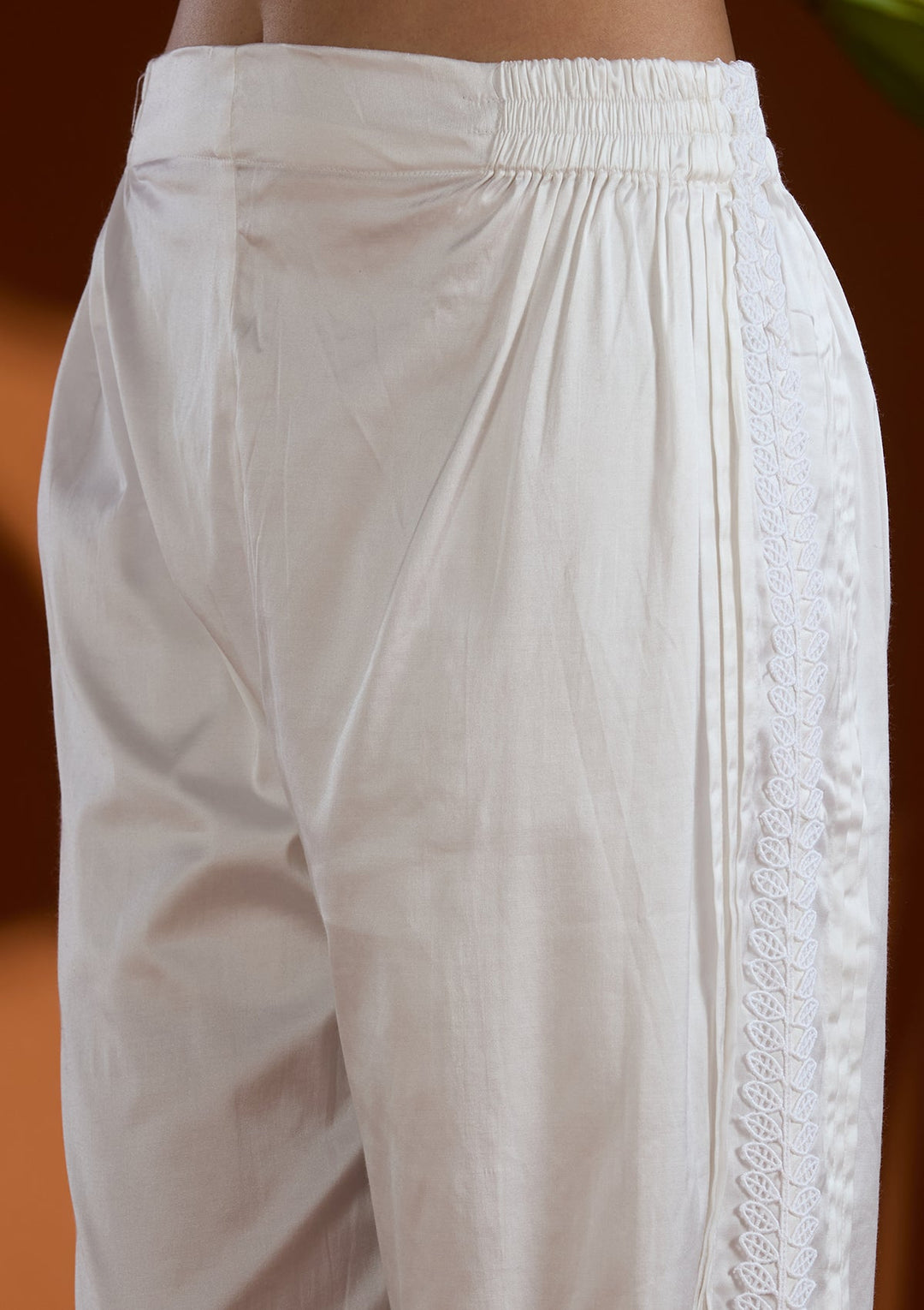 White Threadwork Tissue Readymade Salwar Suit