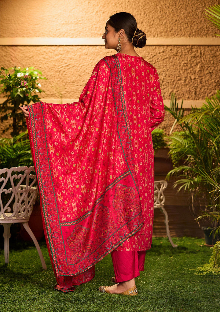 Rani Pink Cutdana Soft Raw Silk Readymade Salwar Suit