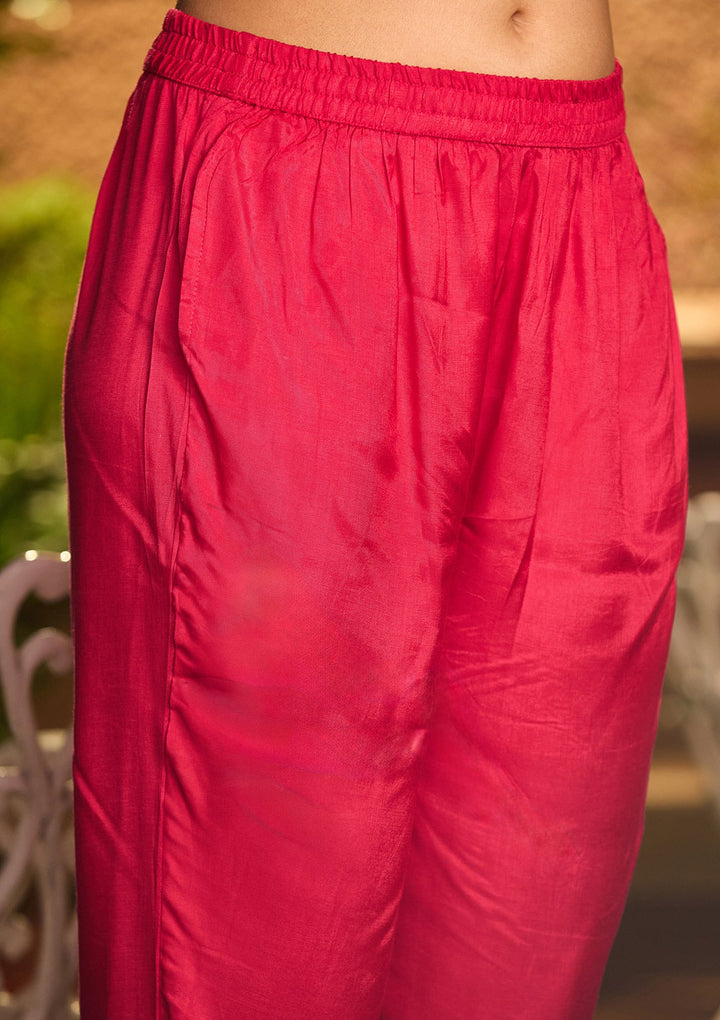 Rani Pink Cutdana Soft Raw Silk Readymade Salwar Suit