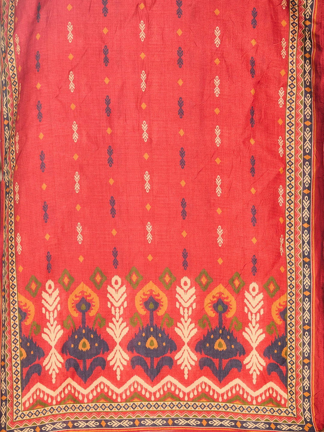 Red Silver Stonework Soft Raw Silk Readymade Salwar Suit