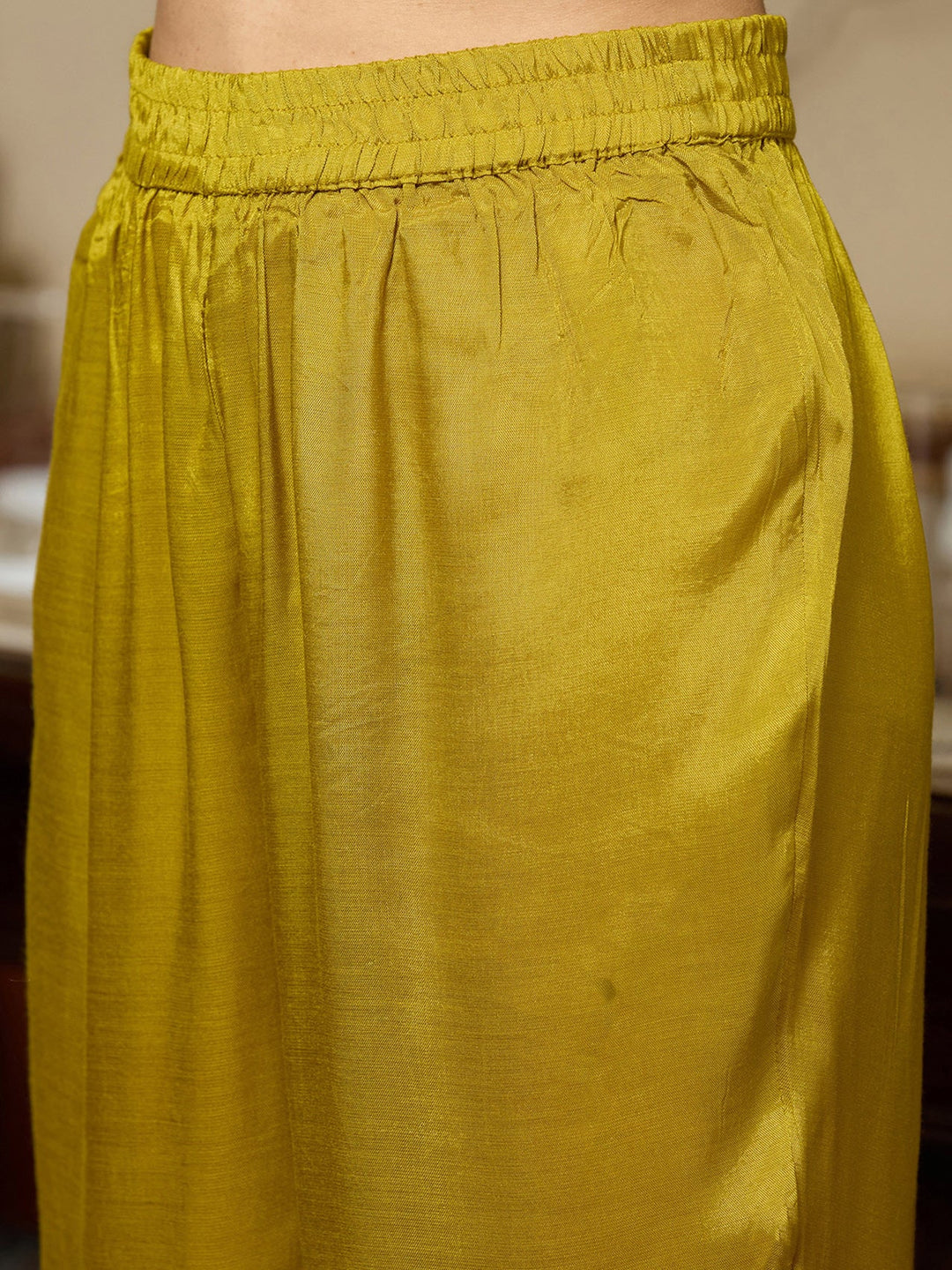 Mehandi Green Cutdana Satin Readymade Salwar Suit