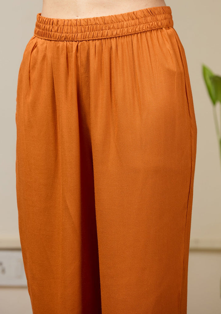 Orange Cutdana Satin Readymade Salwar Suit