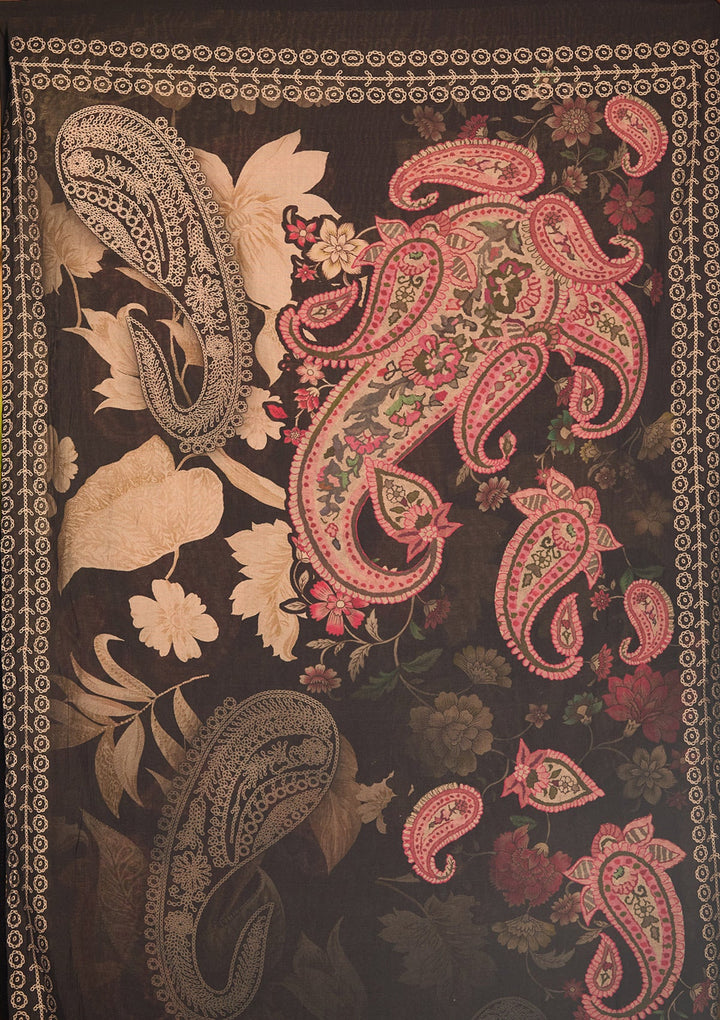 Black Threadwork Satin Readymade Salwar Suit