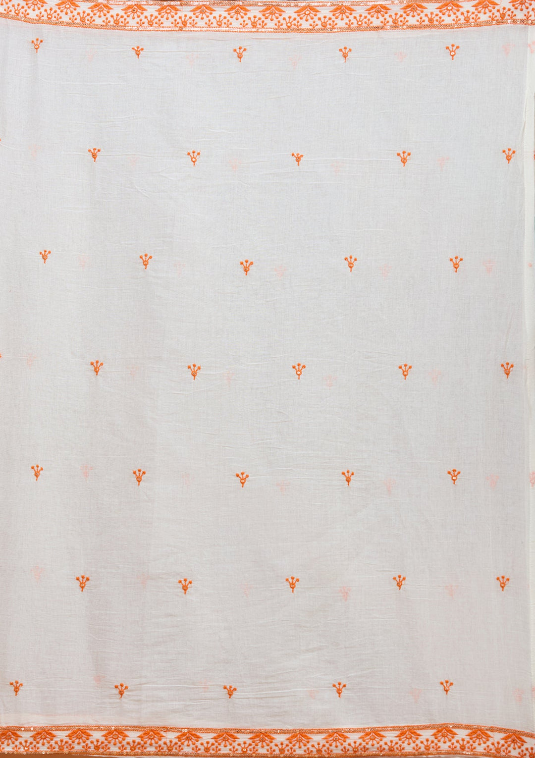 Off White Threadwork Chanderi Readymade Salwar Suit