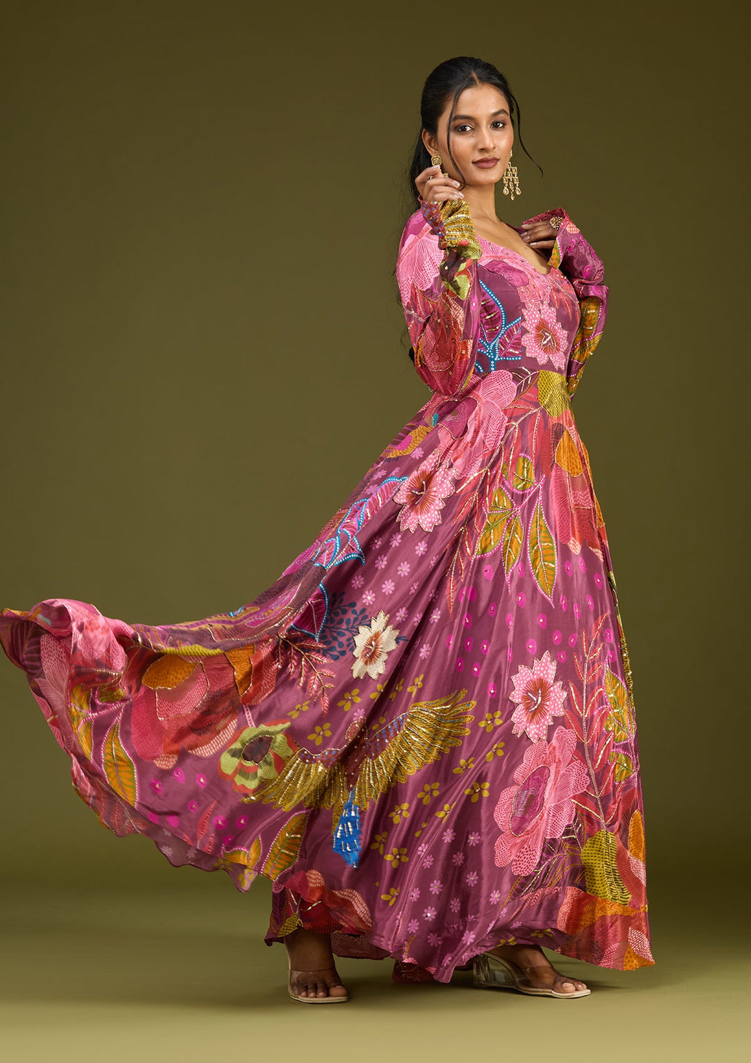 Wine Cutdana Crepe Readymade Salwar Suit