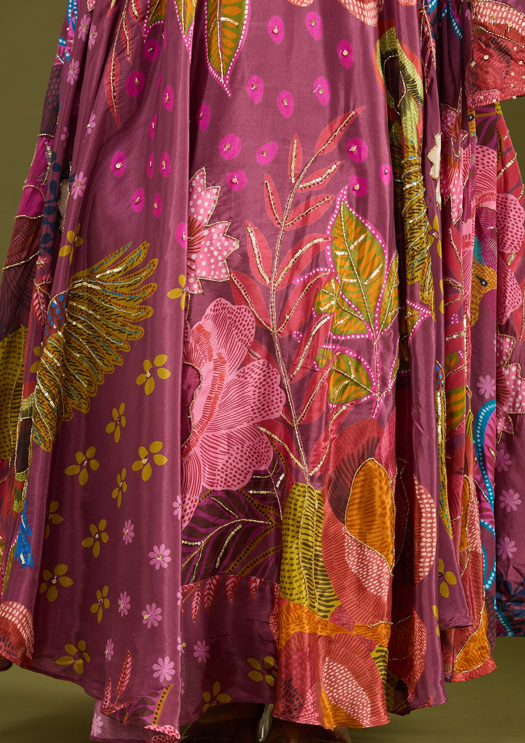 Wine Cutdana Crepe Readymade Salwar Suit