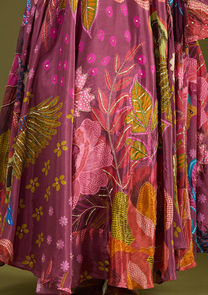 Wine Cutdana Crepe Readymade Salwar Suit