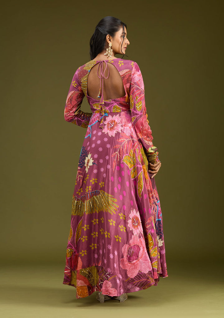 Wine Cutdana Crepe Readymade Salwar Suit