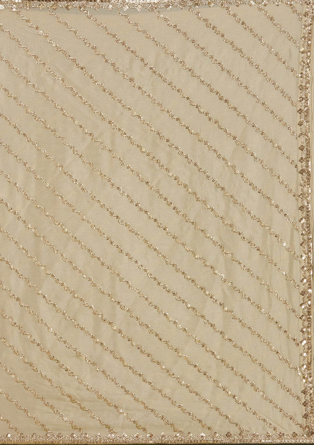 Beige Sequins Georgette Readymade Salwar Suit