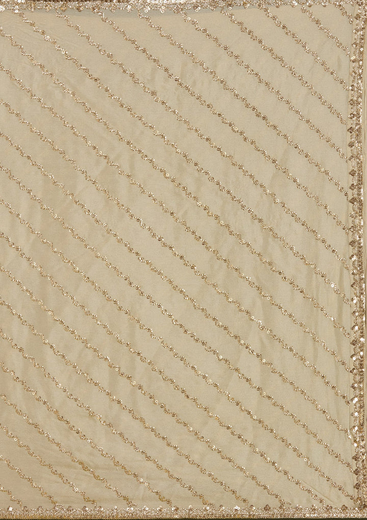 Beige Sequins Georgette Readymade Salwar Suit