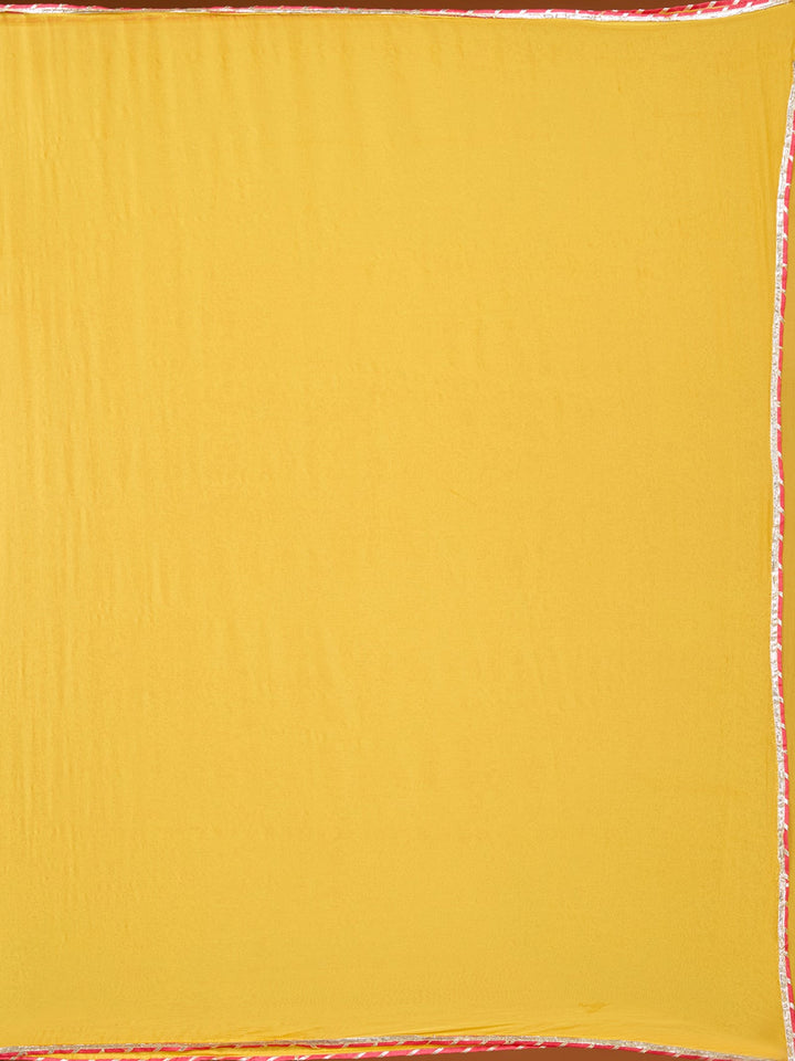 Mustard Yellow Threadwork Chanderi Readymade Salwar Suit
