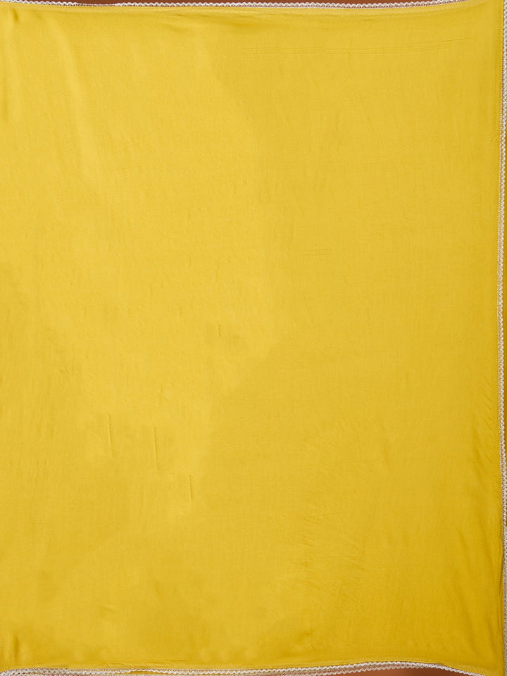 Mustard Yellow Mirrorwork Chanderi Readymade Salwar Suit