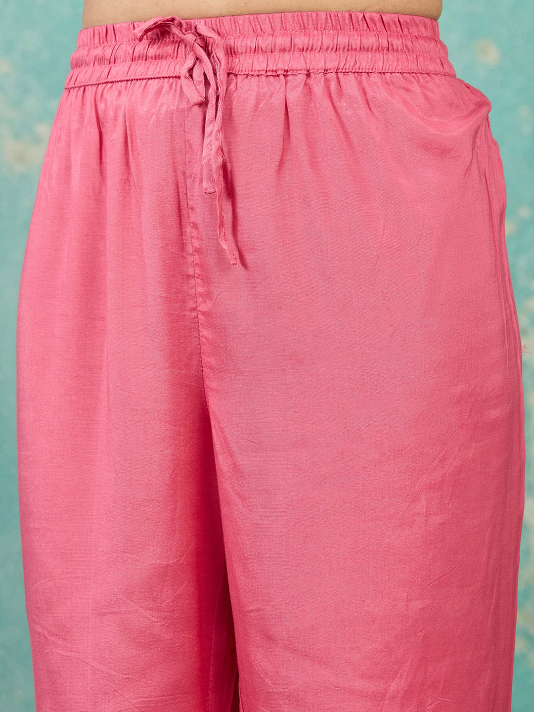 Gajari Pink Cording Chanderi Readymade Salwar Suit