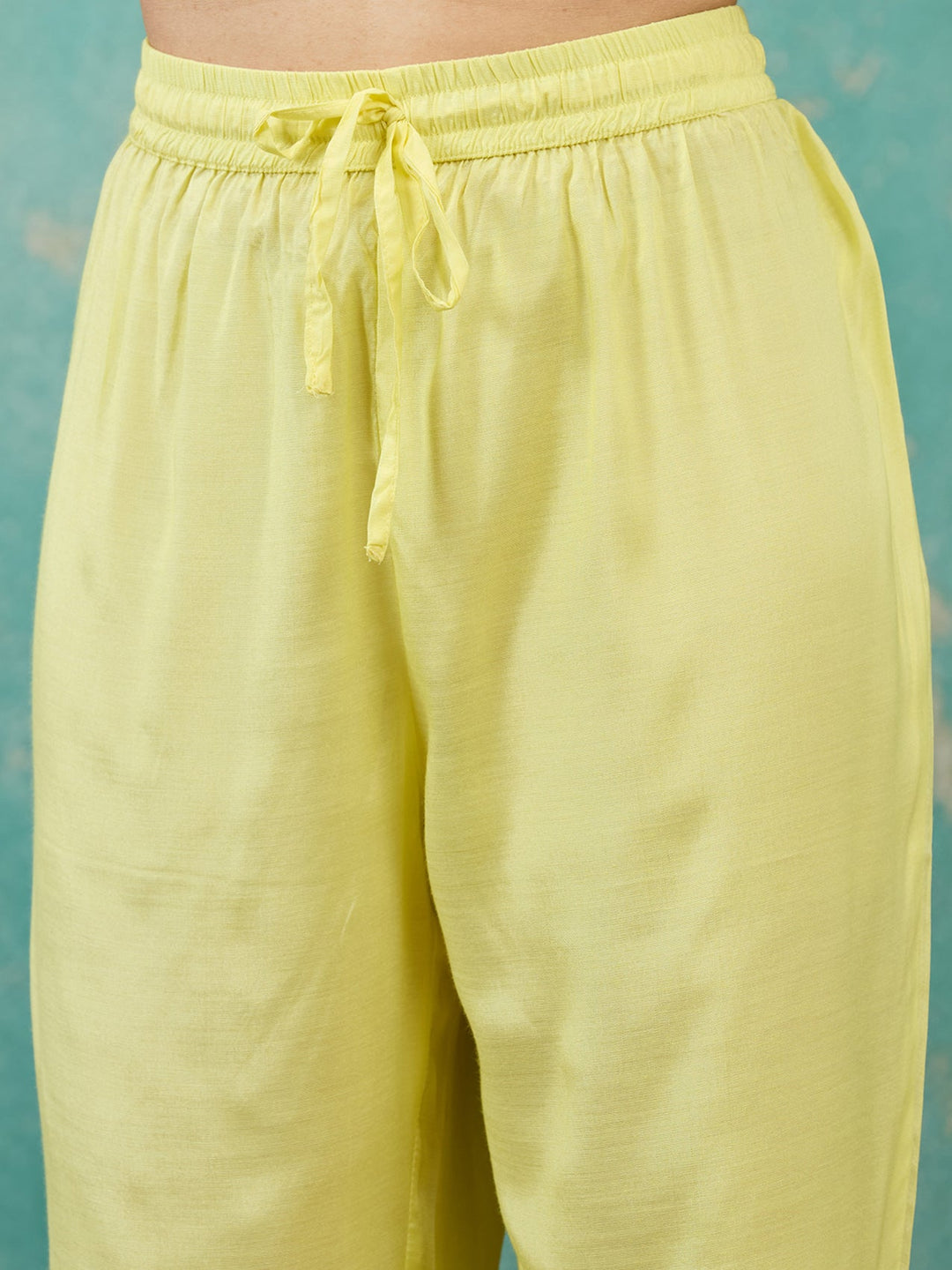 Yellow Cording Chanderi Readymade Salwar Suit