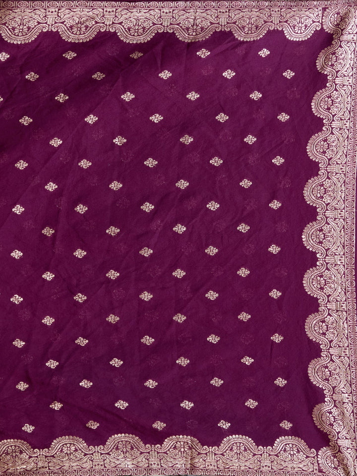 Wine Threadwork Chanderi Readymade Salwar Suit