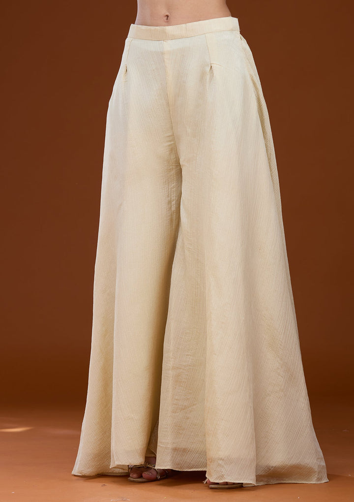 Cream Threadwork Tissue Readymade Salwar Suit