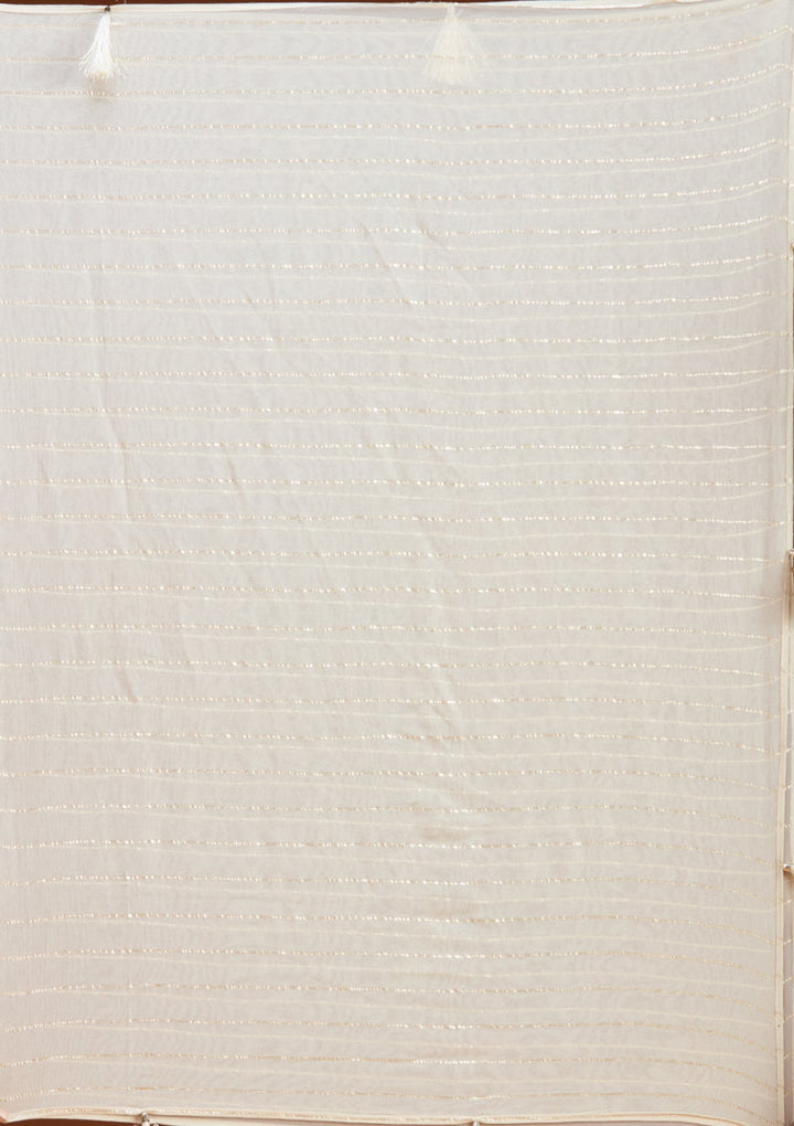 Cream Threadwork Tissue Readymade Salwar Suit