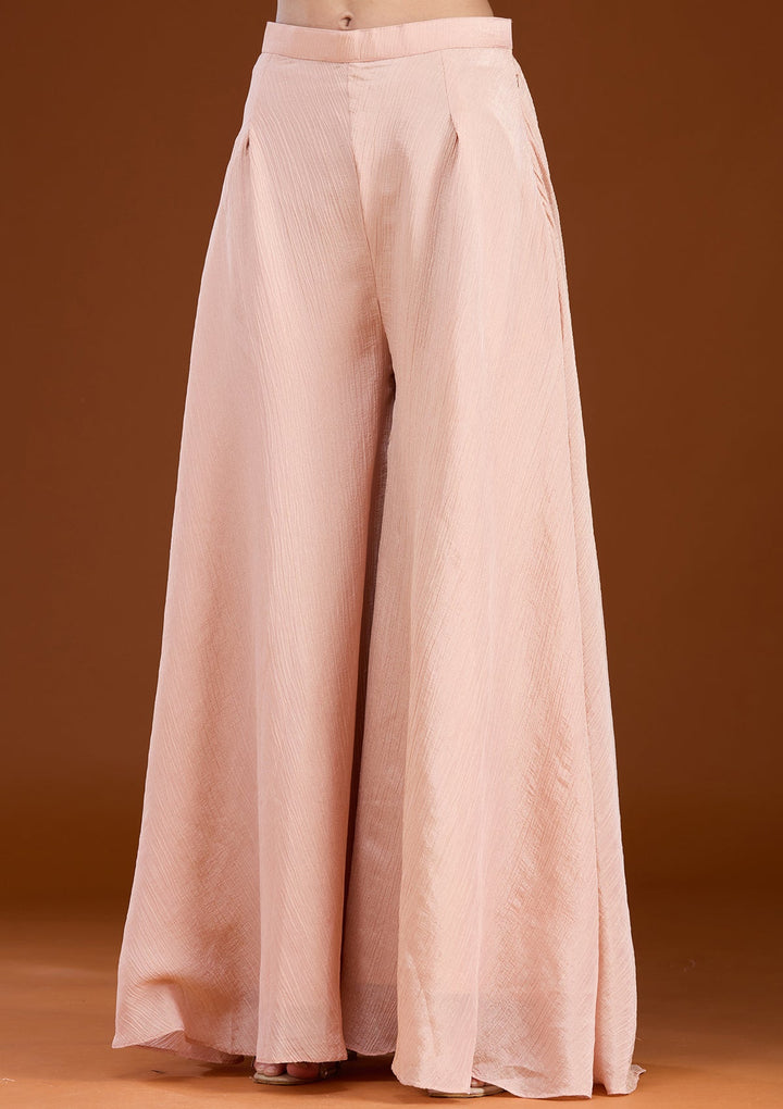 Peach Threadwork Tissue Readymade Salwar Suit