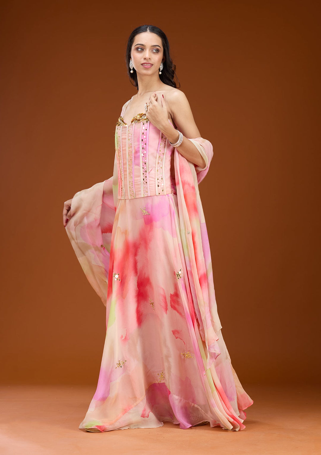 Baby Pink Cutdana Tissue Readymade Salwar Suit