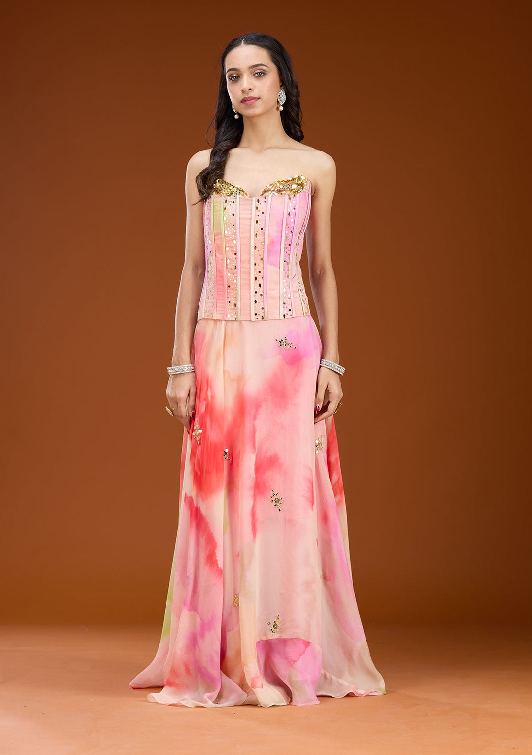 Baby Pink Cutdana Tissue Readymade Salwar Suit