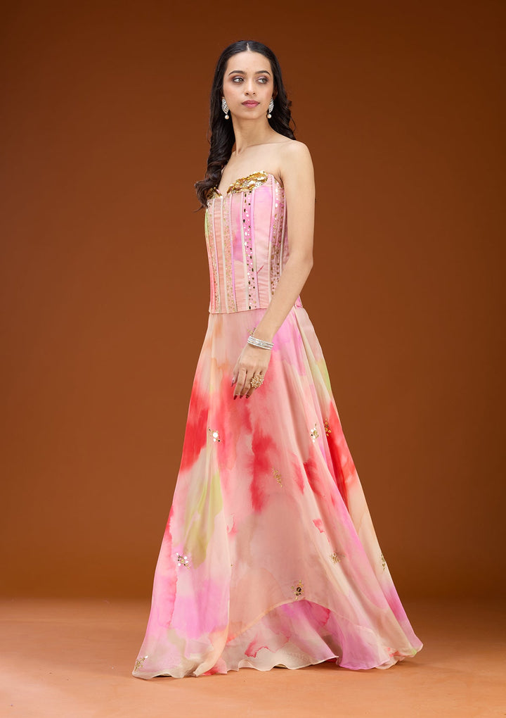 Baby Pink Cutdana Tissue Readymade Salwar Suit