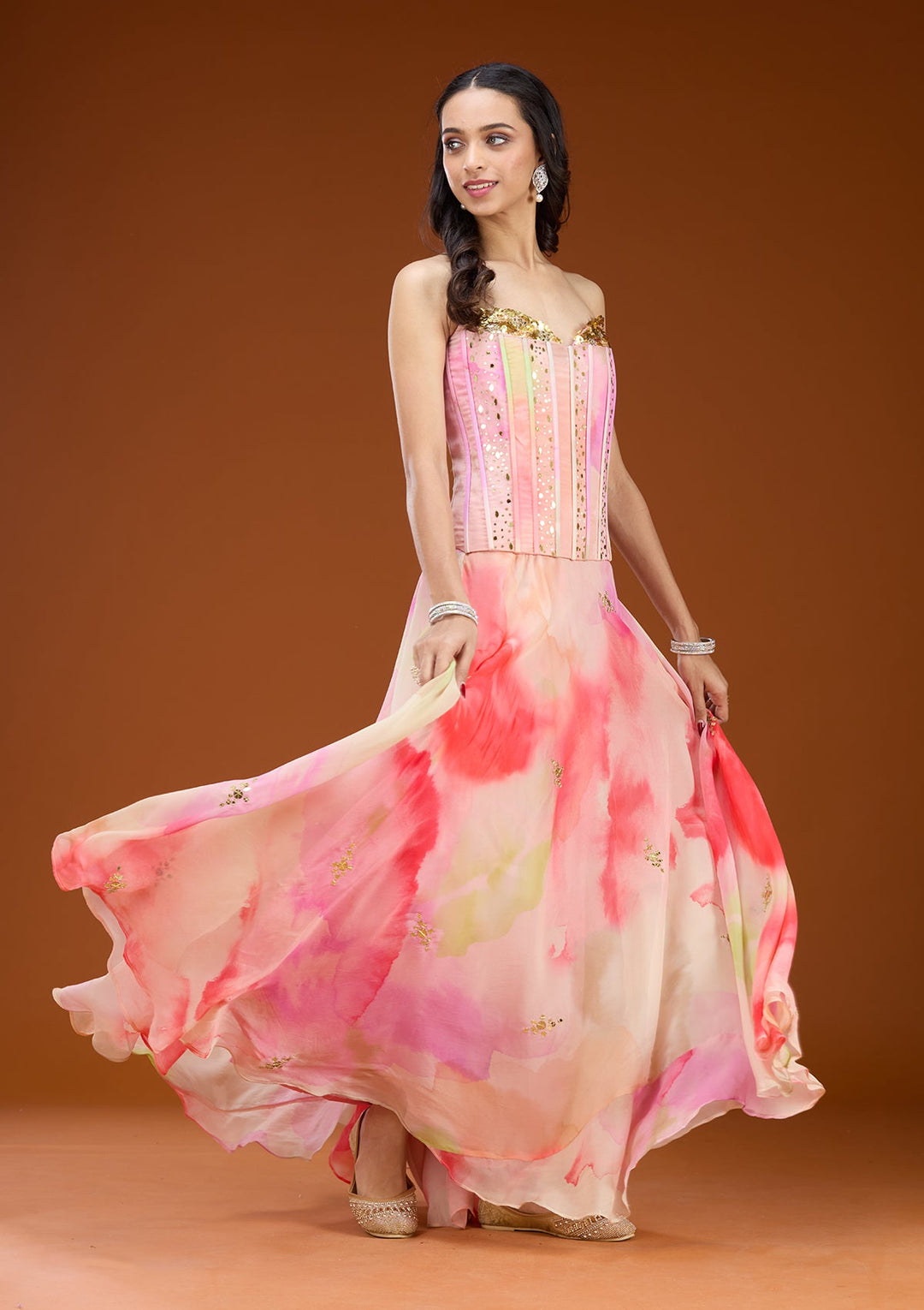 Baby Pink Cutdana Tissue Readymade Salwar Suit