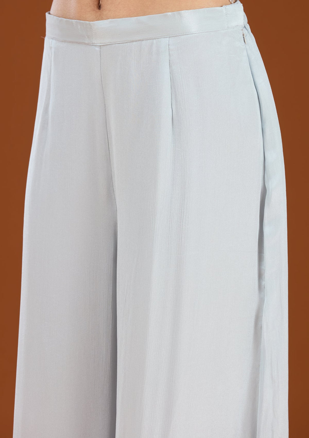 Sky Blue Threadwork Tissue Readymade Salwar Suit