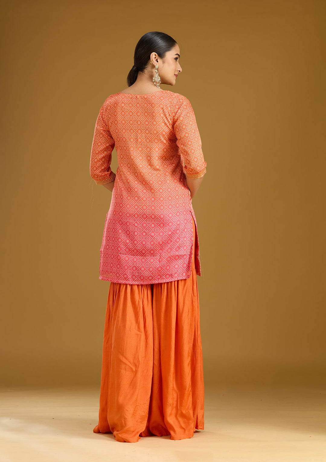 Orange Zariwork (Gold) Soft Raw Silk Readymade Salwar Suit