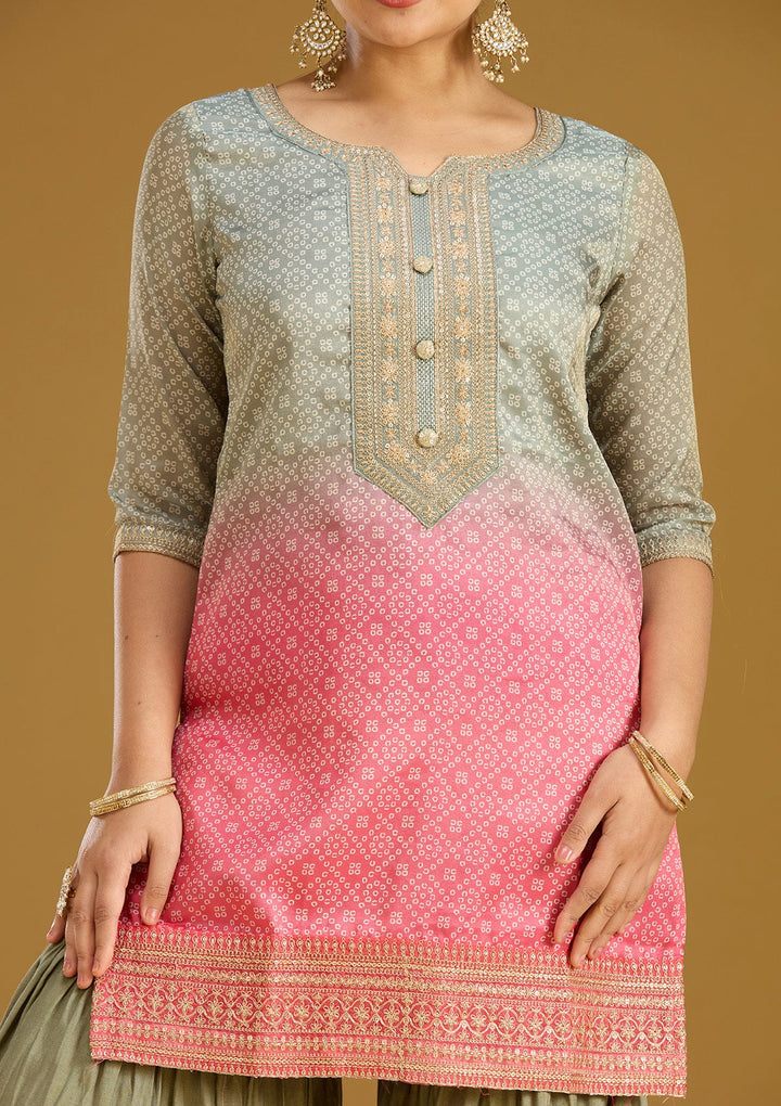 Sea Green Zariwork (Gold) Soft Raw Silk Readymade Salwar Suit