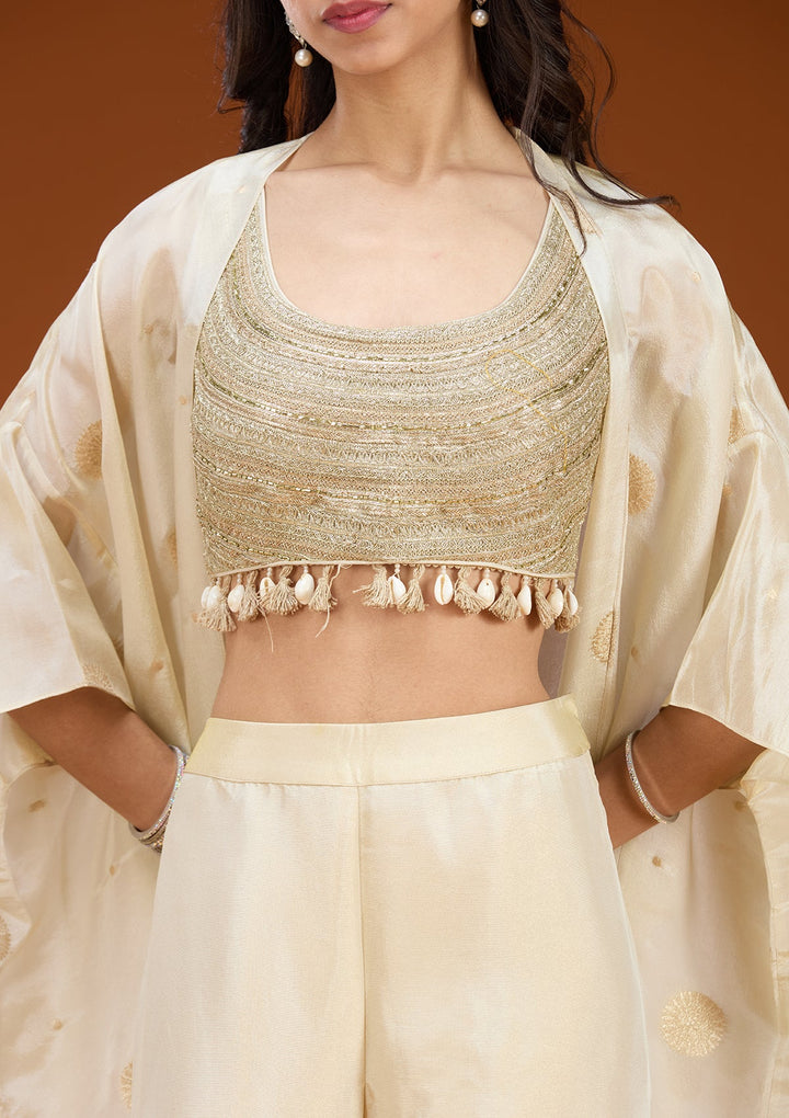 Cream Cutdana Georgette Readymade Salwar Suit