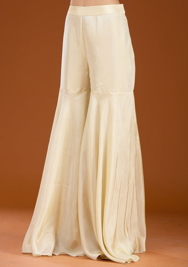 Cream Cutdana Georgette Readymade Salwar Suit