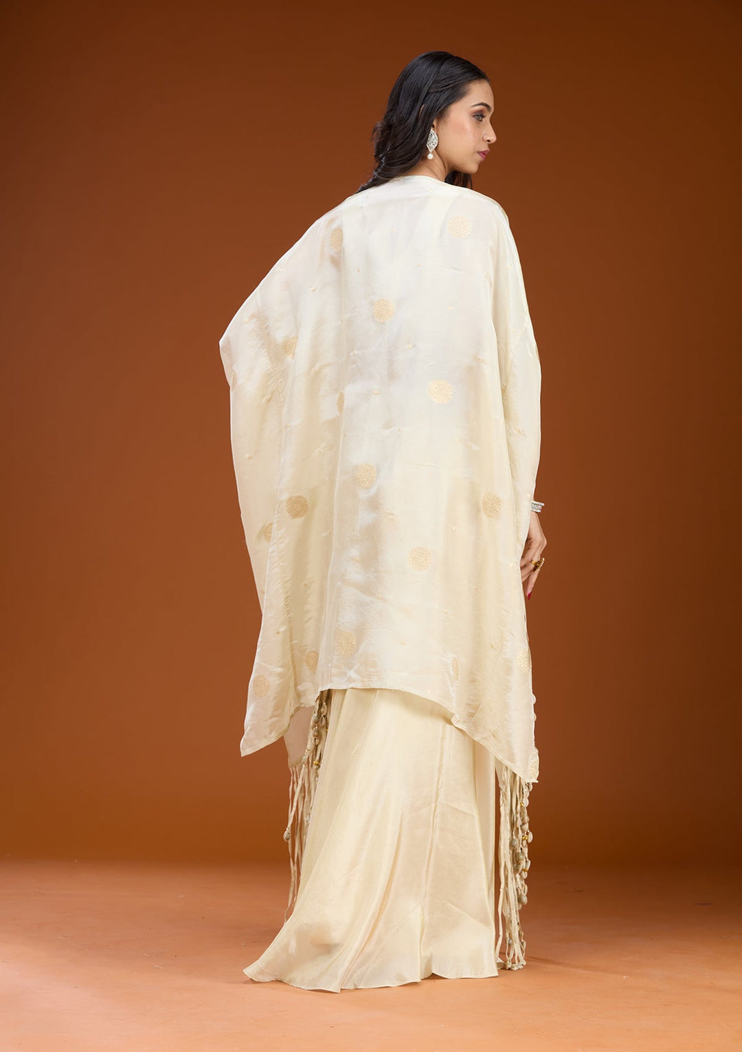 Cream Cutdana Georgette Readymade Salwar Suit